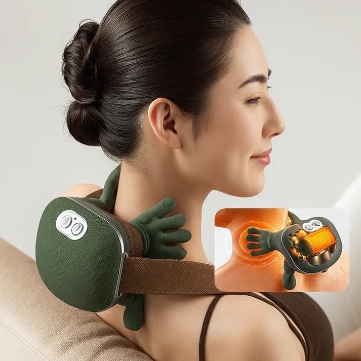 LAKEEN Upgrade 4D Neck and Shoulder Massager with Heat, Wireless Portable Bionic Massage with Real Human Hand Kneading, Neck Massager for Pain Relief Deep...