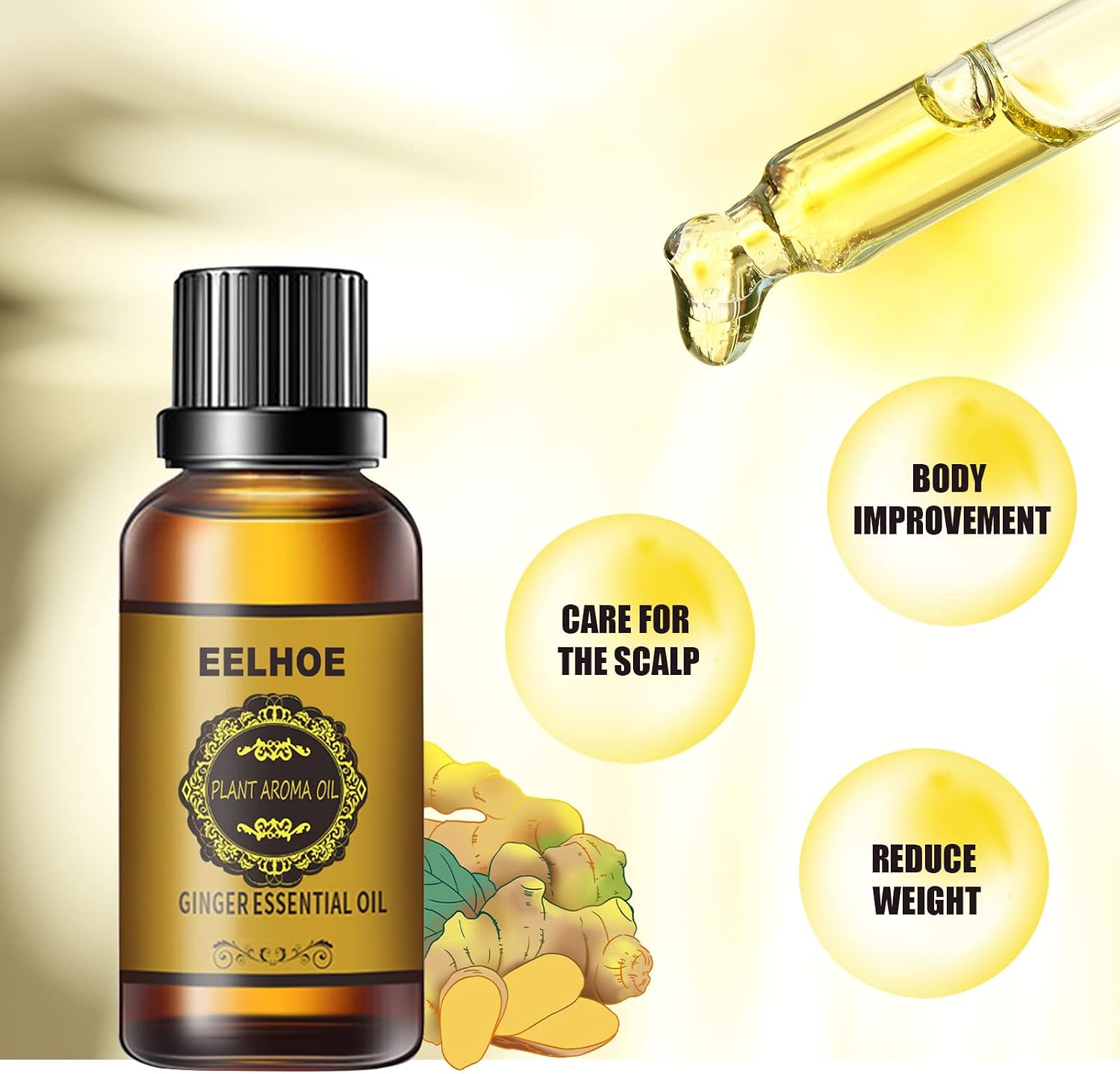 🌿 EELHOE Ginger Essential Oil – Herbal Massage, Aromatherapy & Skin Care Oil
