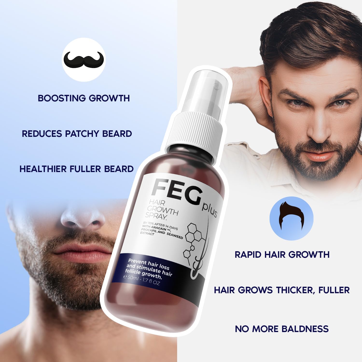 🌿 FEG Plus Hair Growth Spray – Scalp Nourishing & Hair Strengthening Formula