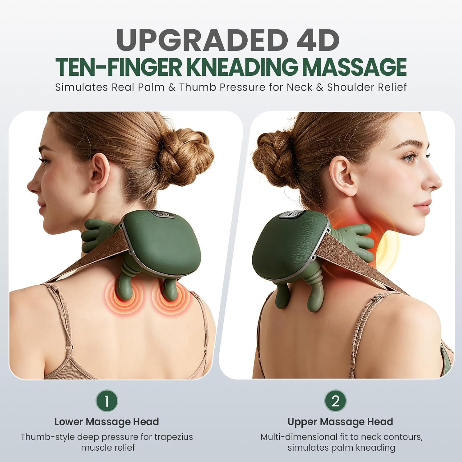 LAKEEN Upgrade 4D Neck and Shoulder Massager with Heat, Wireless Portable Bionic Massage with Real Human Hand Kneading, Neck Massager for Pain Relief Deep...