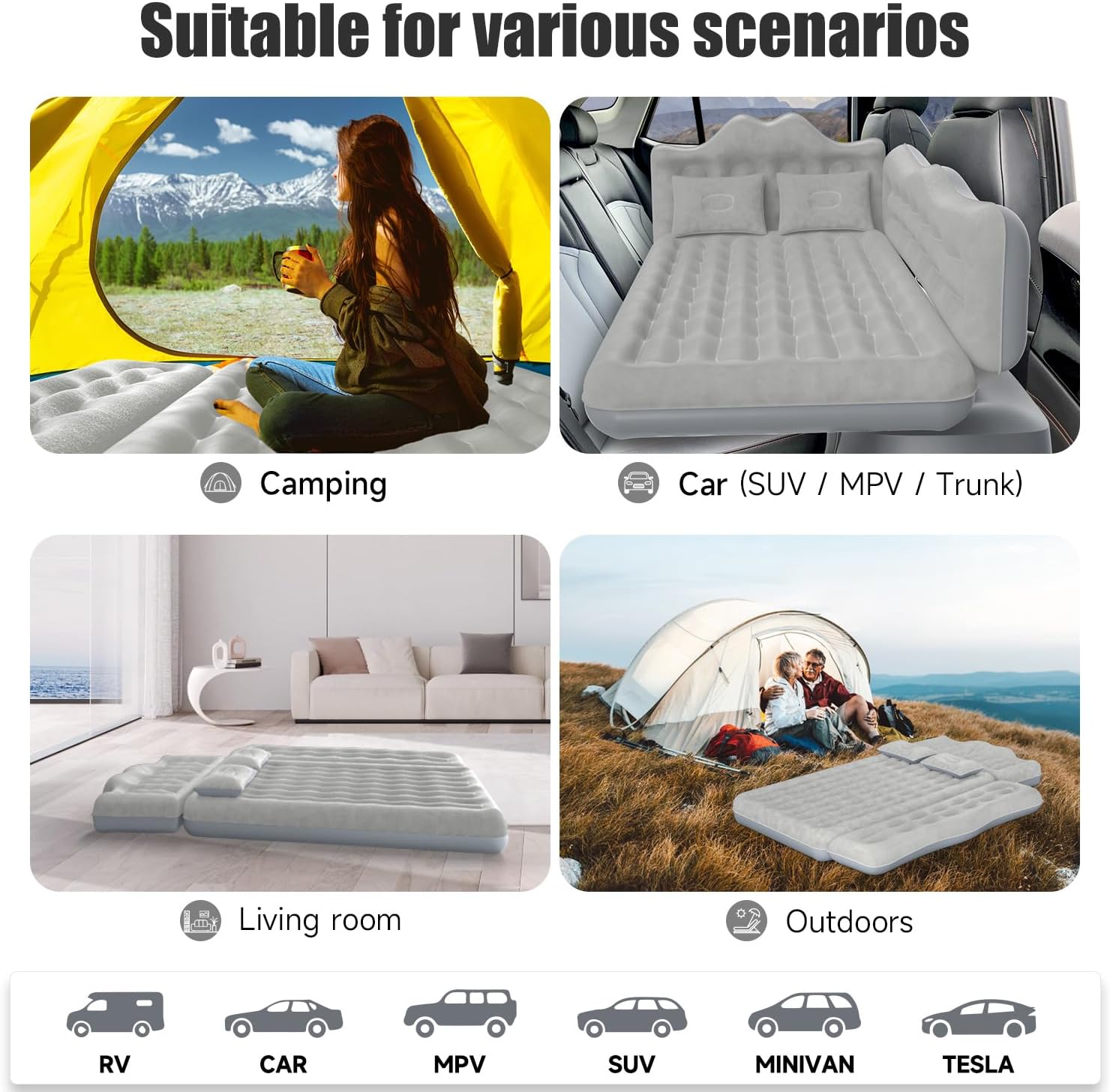 Car Back Seat Air Mattress – Comfortable Inflatable Travel Bed for Road Trips