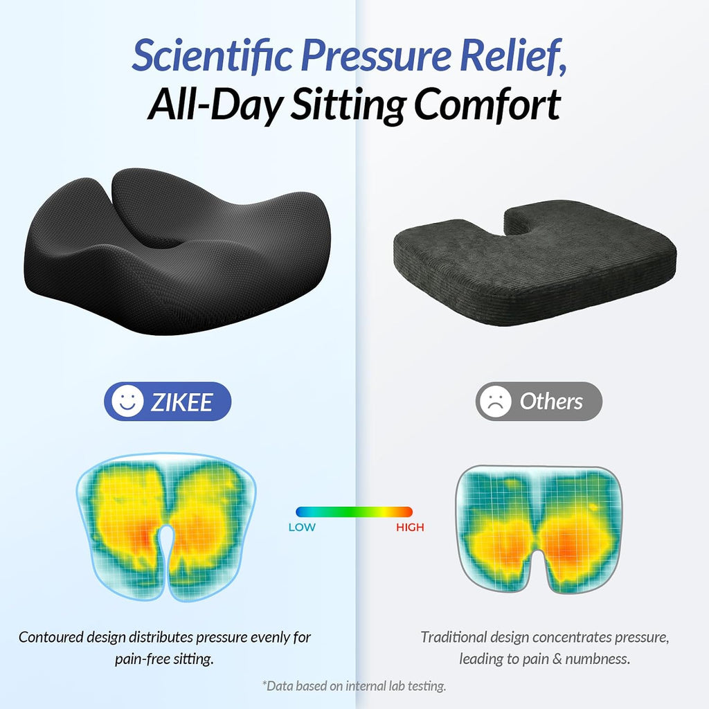 🪑 Ergonomic Memory Foam Seat Cushion – U-Shaped Tailbone & Back Support