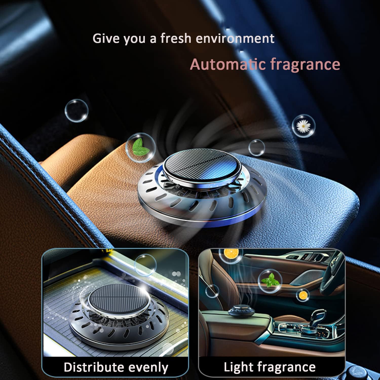 JIN GE Car Solar Vortex Aromatherapy – Solar-Powered Car Air Freshener & Fragrance Diffuser