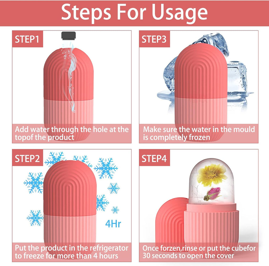 XHJRI Ice Cube Roller Massager for Face, Eyes and Neck Naturally Conditioning and Skin Care,De-Puff Eye Bags,Reduce Migraine Pain,Reusable Massage Silicone...