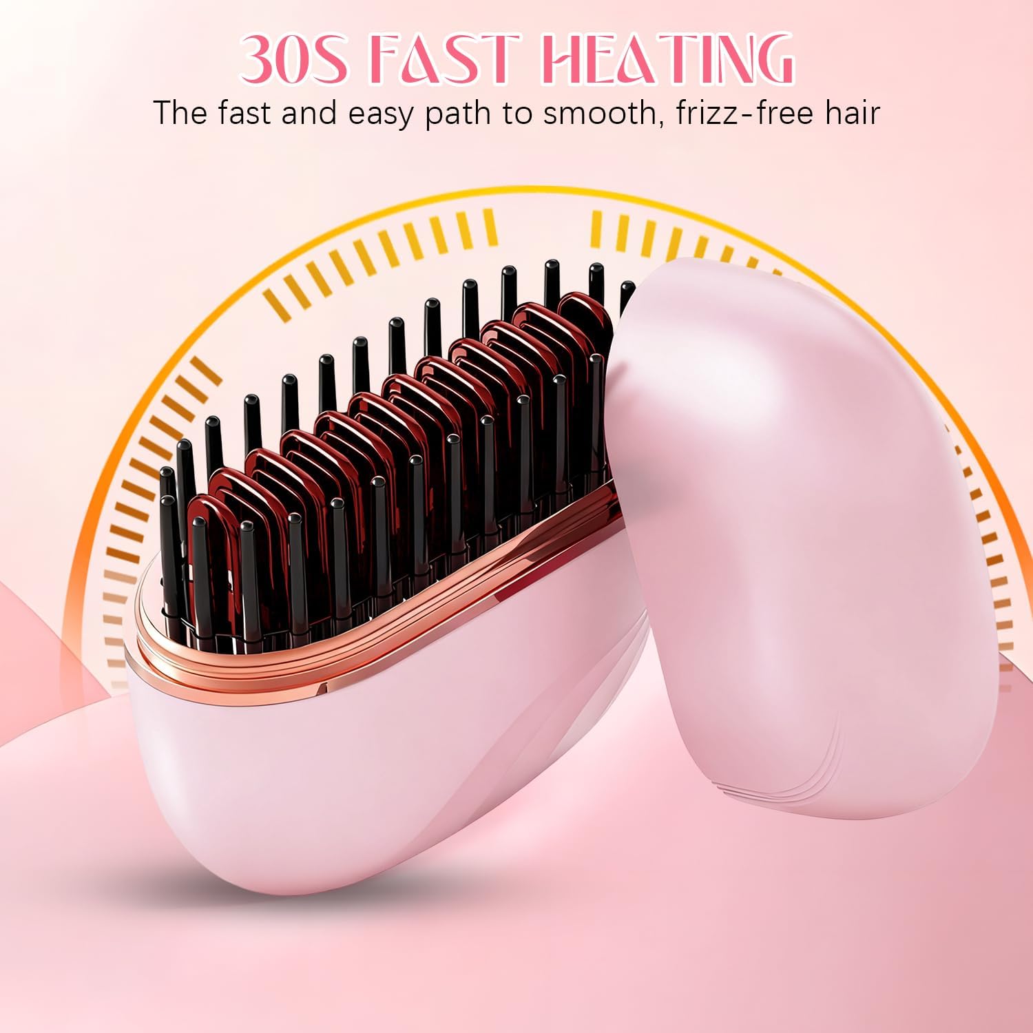 25W Cordless Heated Hair Straightening Comb – 3-Speed Tourmaline Ceramic Frizz Control Brush