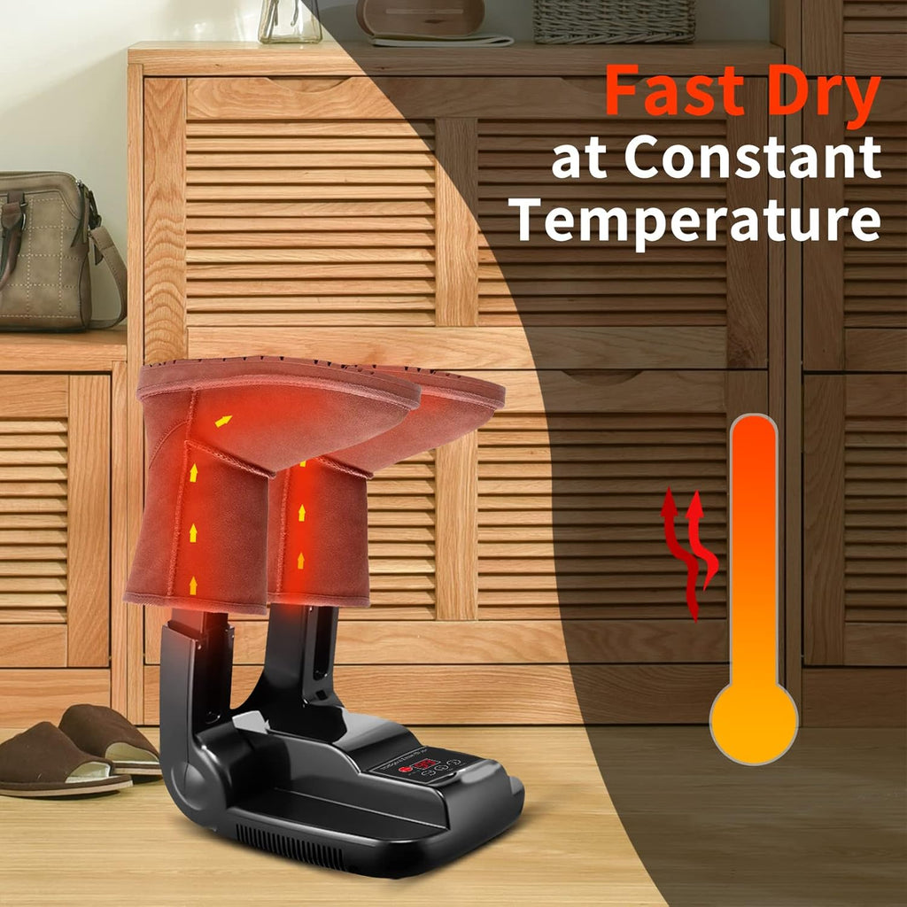 Compact Shoe Dryer, Electric Foot Warmer with Timer Shoe Adjustable Odour  Eliminator Damp and Wet Remover Foldable