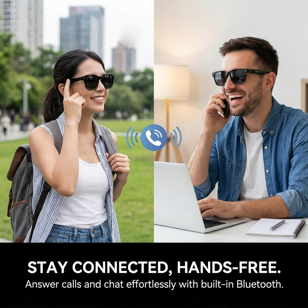 AI Smart Glasses with Camera, 8MP HD Bluetooth Camera Glasses