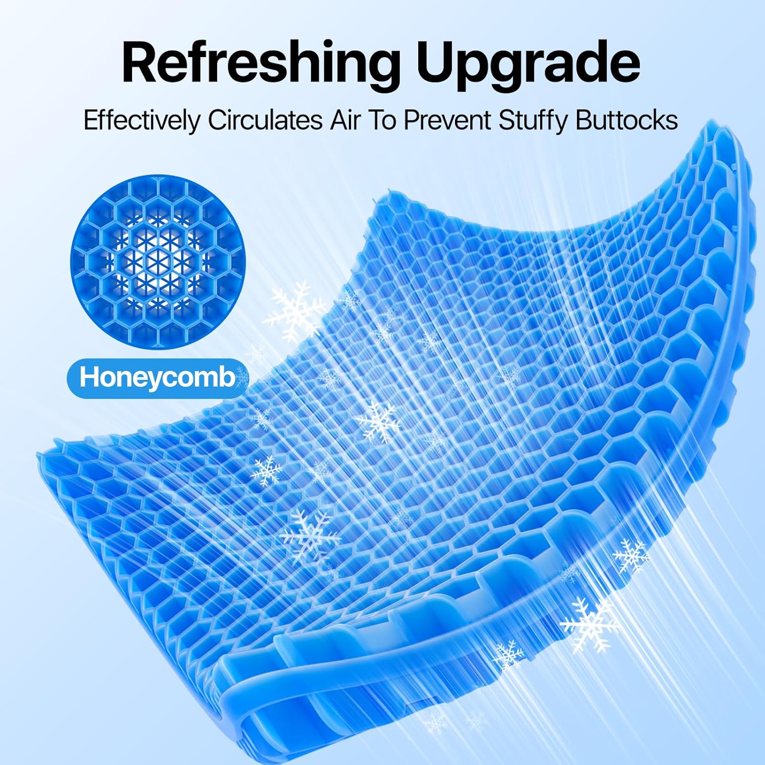 ❄️ 3D Honeycomb Gel Car Seat Cushion – Cooling & Comfortable Support