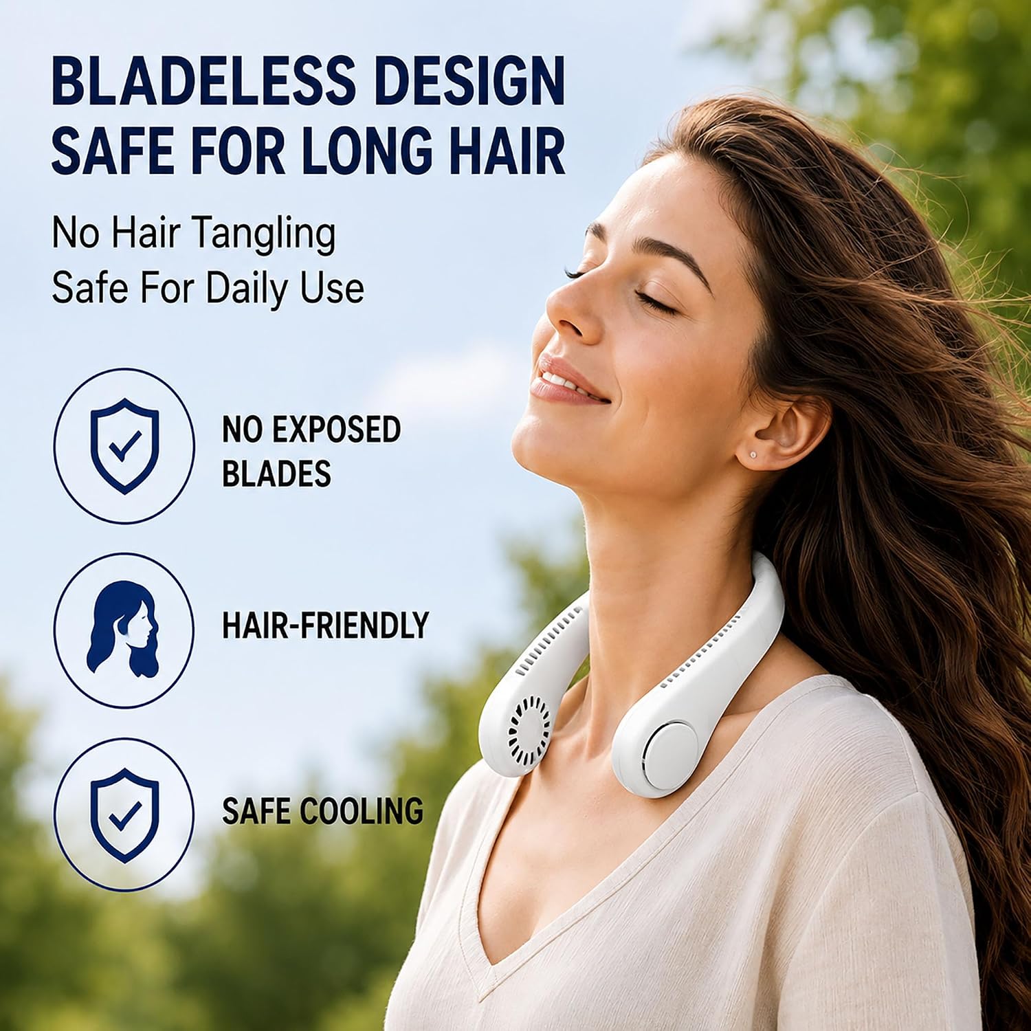 Vaneless Neck Fan – 360° Hands-Free Personal Cooling Fan