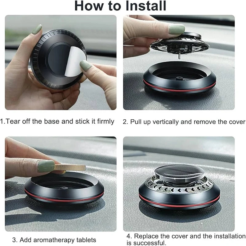 JIN GE Car Solar Vortex Aromatherapy – Solar-Powered Car Air Freshener & Fragrance Diffuser