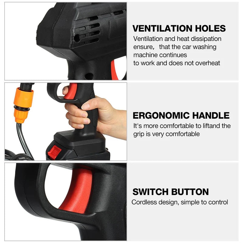 Rechargeable Cordless / Wireless Pressure Washer | Battery 48V & Charger With Microfiber Cloth | For Car, Bike, Solar Panel etc