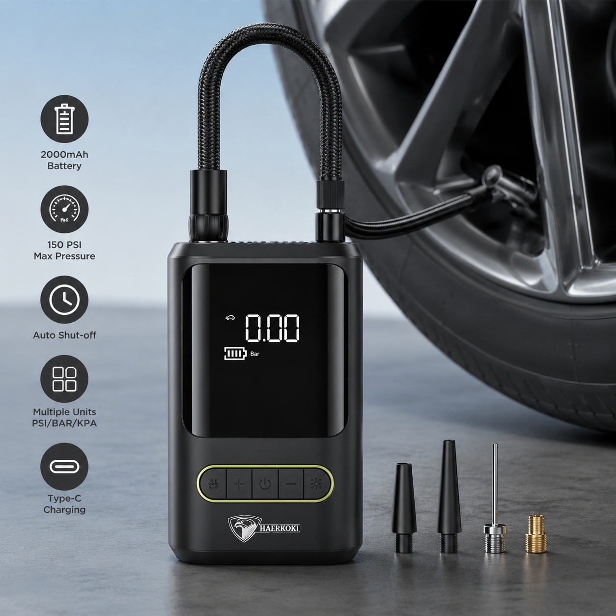 Portable Digital Air Compressor – 150 PSI Cordless Tire Inflator