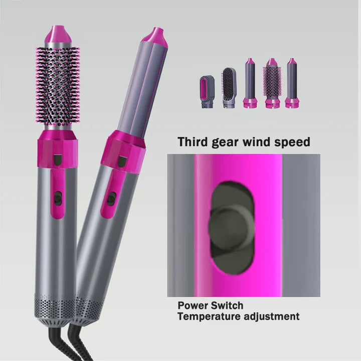 5-in-1 Ceramic Air Wrap Styler – Hair Dryer, Straightener, Curler & Volumizer