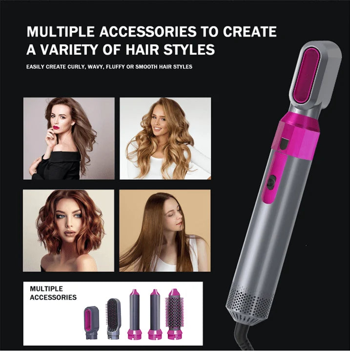 5-in-1 Ceramic Air Wrap Styler – Hair Dryer, Straightener, Curler & Volumizer