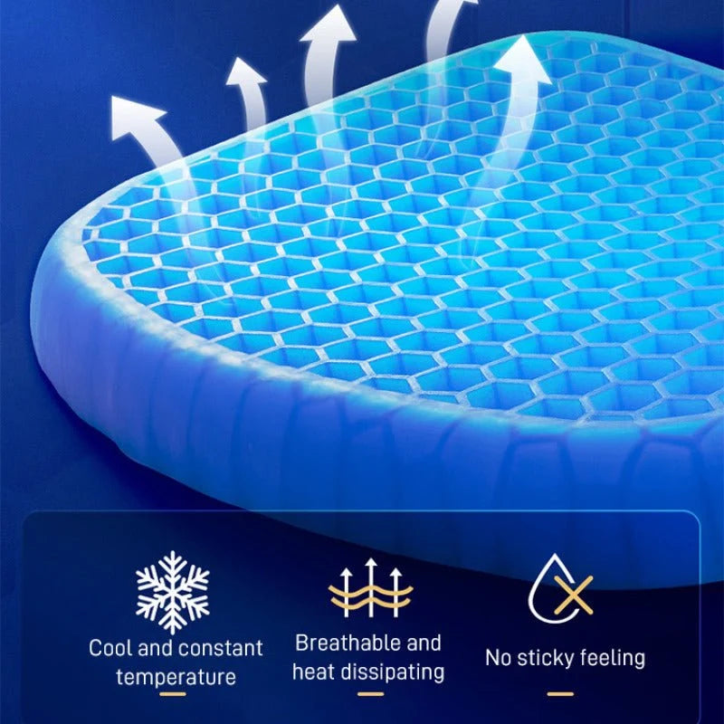 ❄️ 3D Honeycomb Gel Car Seat Cushion – Cooling & Comfortable Support