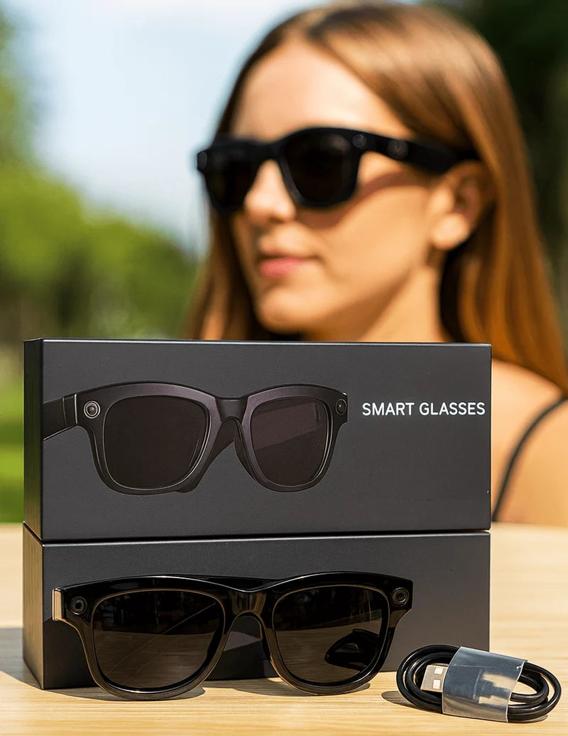 AI Smart Glasses with Camera, 8MP HD Bluetooth Camera Glasses