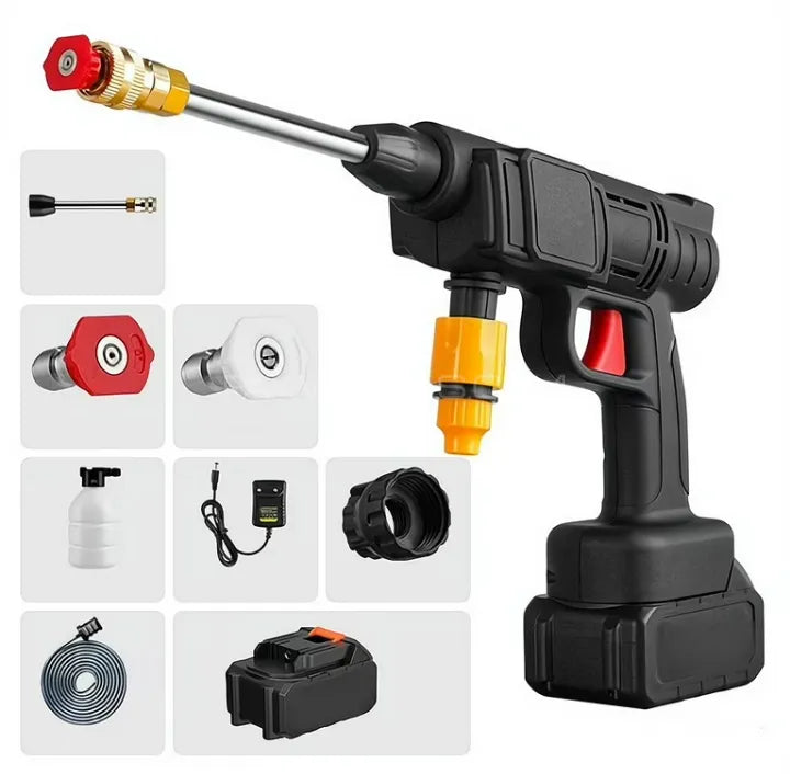 Rechargeable Cordless / Wireless Pressure Washer | Battery 48V & Charger With Microfiber Cloth | For Car, Bike, Solar Panel etc